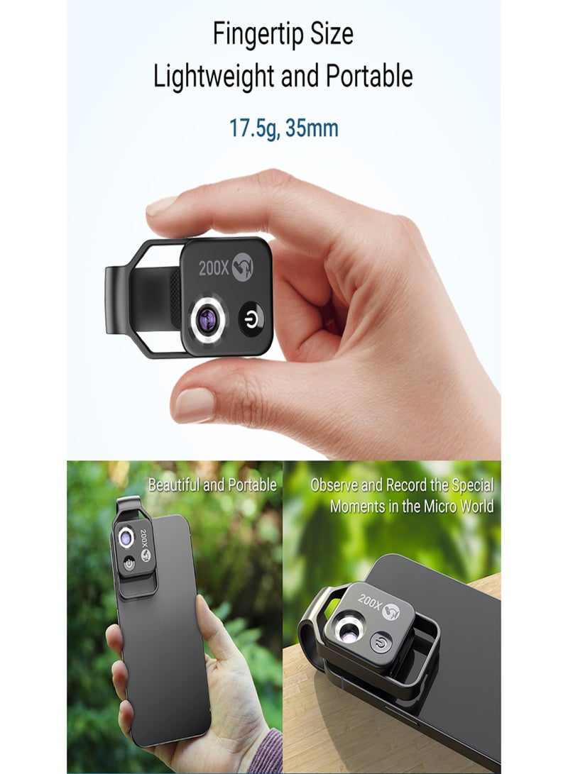APEXEL MS002 200X Professional Phone Microscope Lens with Universal Phone Clip for Plant Insect Hair Skin Observation Jewelry Jade Appraisal Electronics Industry Testing - Image 4